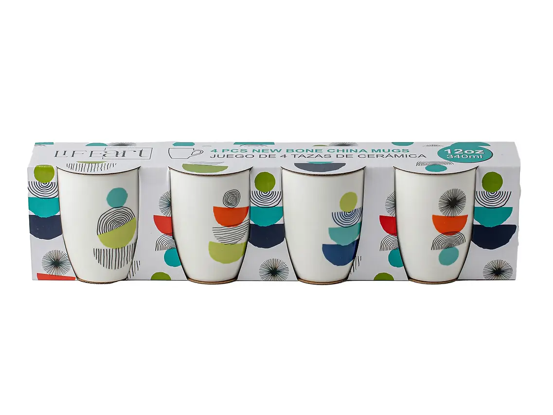 SET OF 4 NEW BONE CHINA MUG SET - 340 ML