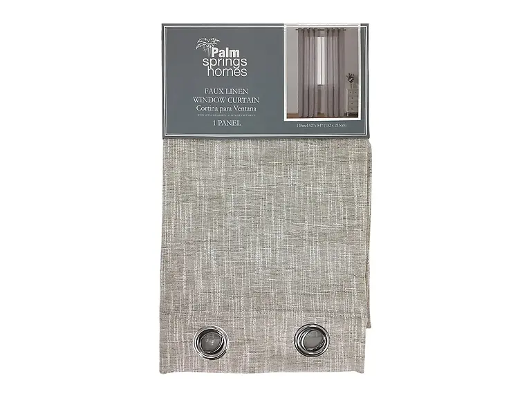 FAUX LINEN SHEER WINDOW CURTAIN - CREAM/CHOCOLATE