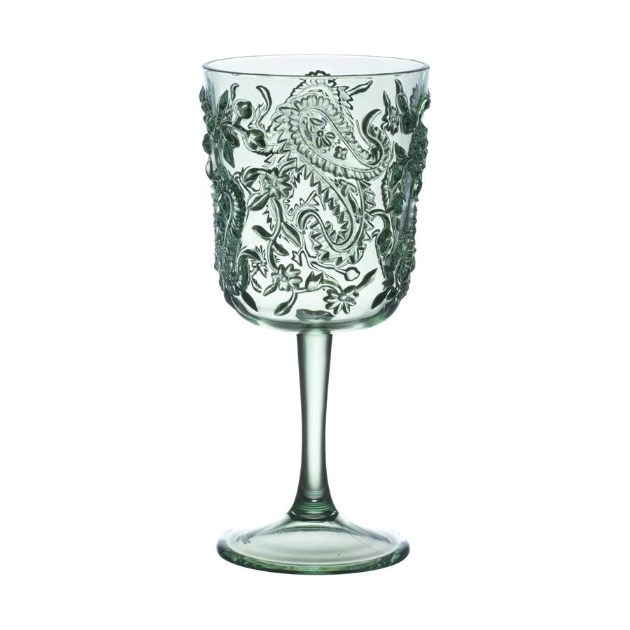 Acrylic Paisley Wine Glass - Spanish Green