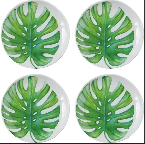 4-Piece Monstera 6" Melamine Plate
