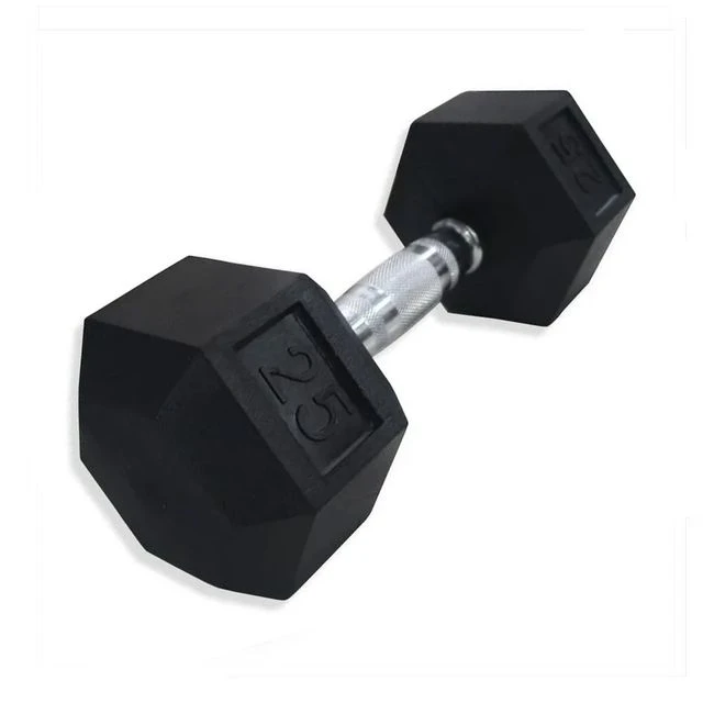 HEXAGONAL 25 LB DUMBBELL WITH RUBBER