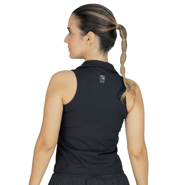 EVERLAST WOMEN RIBBED POLO TANK - SIZE S - BLACK