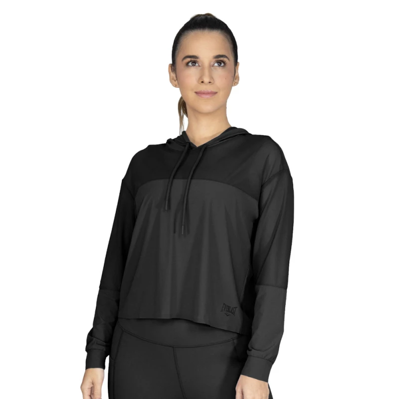 EVERLAST WOMEN NYL/ELAST HOODIE - SIZE S - BLACK