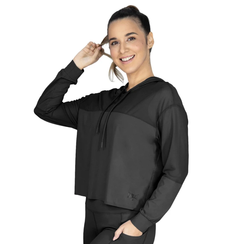 EVERLAST WOMEN NYL/ELAST HOODIE - SIZE S - BLACK