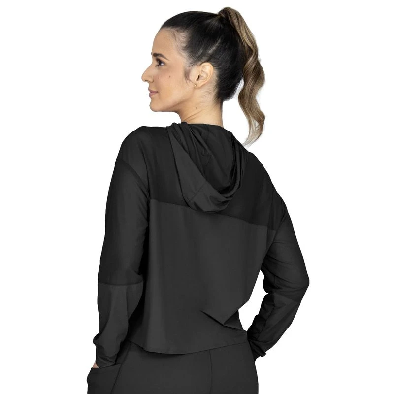 EVERLAST WOMEN NYL/ELAST HOODIE - SIZE S - BLACK