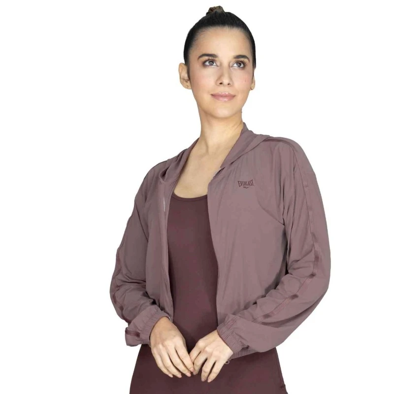 EVERLAST WOMEN NYL/ELAST CROP JACKET - SIZE S - LUMEN B MAUVE