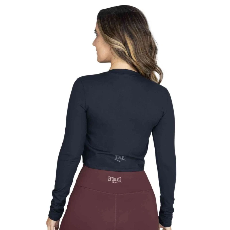 EVERLAST WOMEN POLY/SPX CROP LONG SLEEVE - SIZE S - BLACK