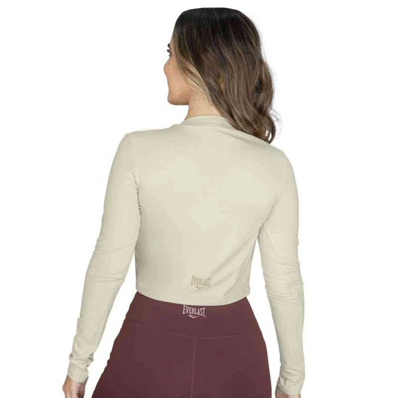 EVERLAST WOMEN POLY/SPX CROP LONG SLEEVE - SIZE S - BEIGE
