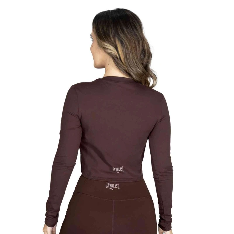 EVERLAST WOMEN POLY/SPX CROP LONG SLEEVE - SIZE S - WINE