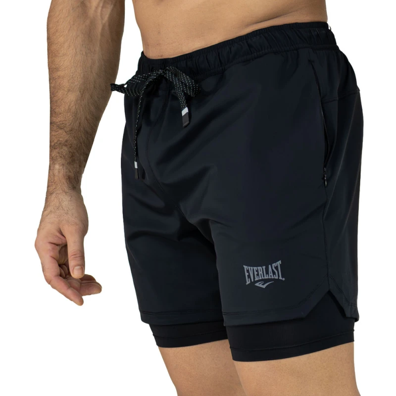 EVERLAST MEN 2N1 POLY/ELAST WAR SHORT - SIZE S - BLACK