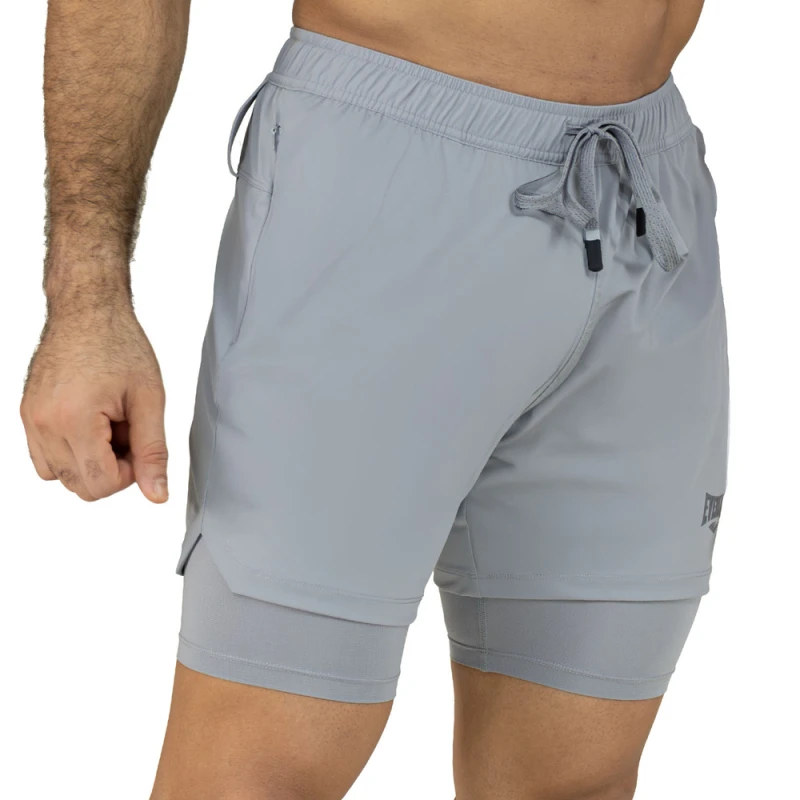 EVERLAST MEN  2N1 POLY/ELAST WAR SHORT - SIZE S - CHARCOAL