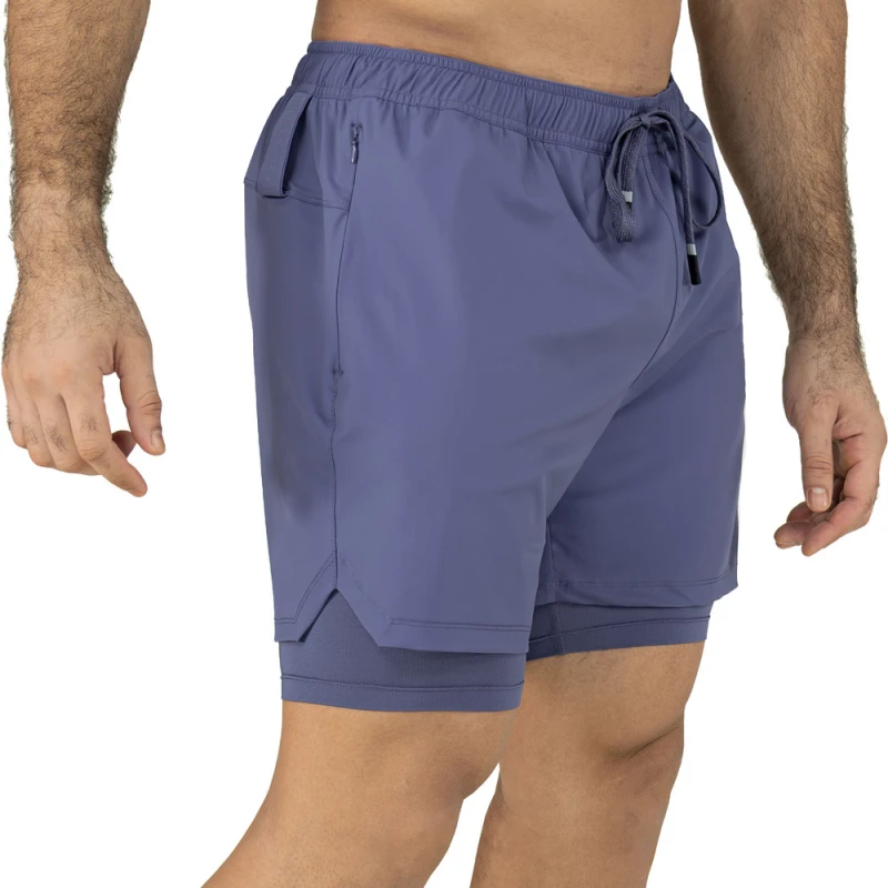EVERLAST MEN 2N1 POLY/ELAST WAR SHORT - SIZE S - NAVY SUEDE