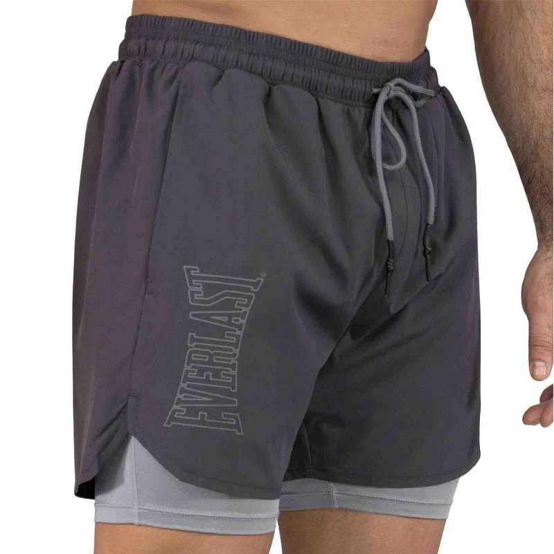 EVERLAST MEN 2IN1 POLY/SPX SLAM SHORT - SIZE S - CHARCOAL
