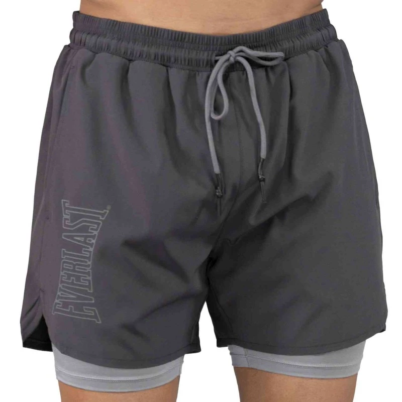 EVERLAST MEN 2IN1 POLY/SPX SLAM SHORT - SIZE S - CHARCOAL