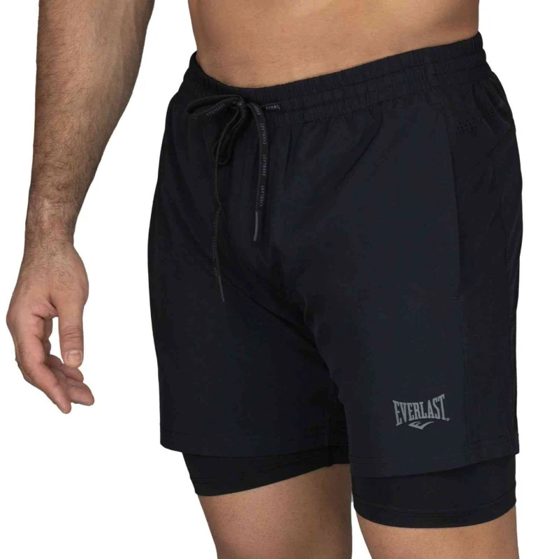 EVERLAST MEN 2IN1 POLY/SPX RUSH SHORT - SIZE S - BLACK