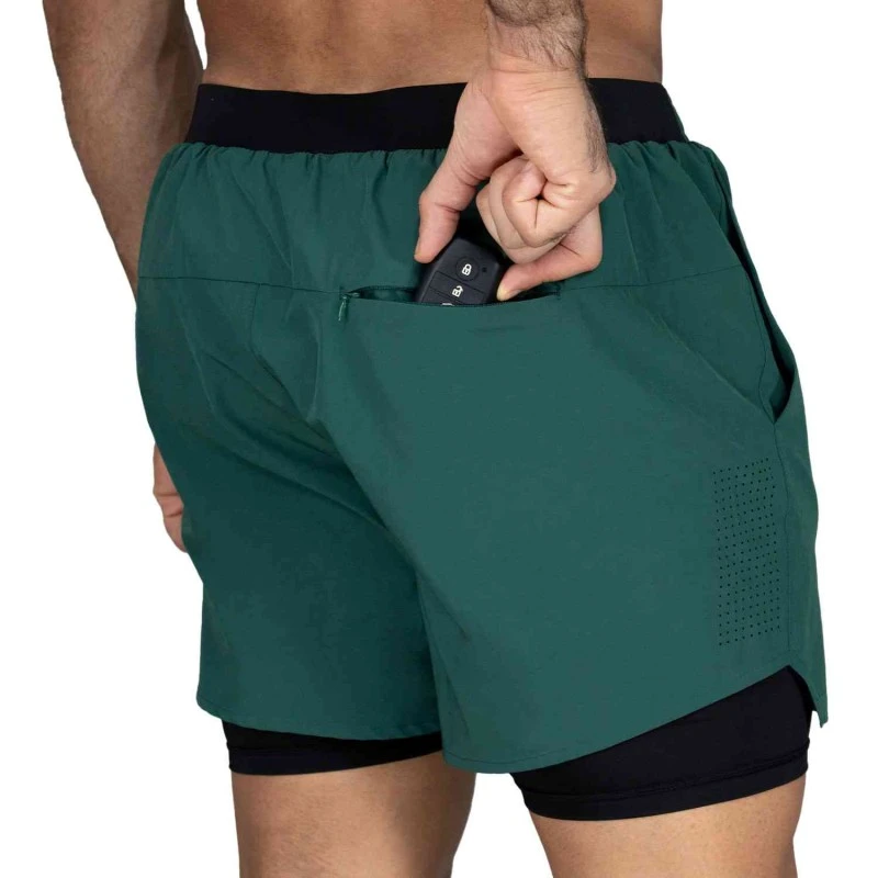 EVERLAST MEN 2IN1 POLY/SPX PIONEER 5" SHORT - SIZE S - GREEN