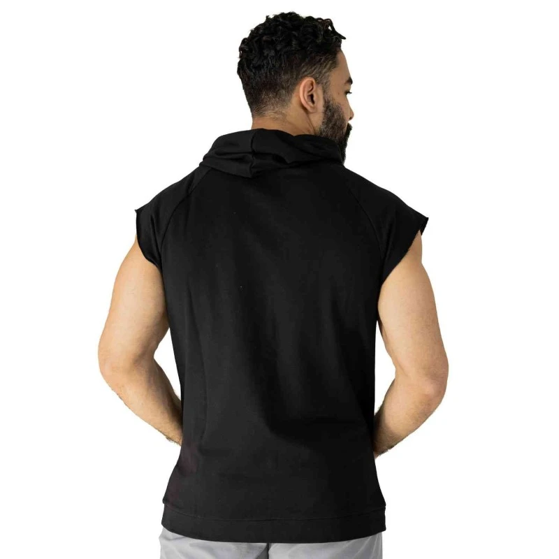 EVERLAST MEN POLY/COTT HOODIE VEST - SIZE S - BLACK