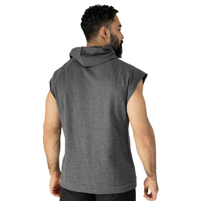 EVERLAST MEN POLY/COTT HOODIE VEST - SIZE S - CHARCOAL