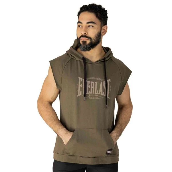 EVERLAST MEN POLY/COTT HOODIE VEST - SIZE S - GREEN