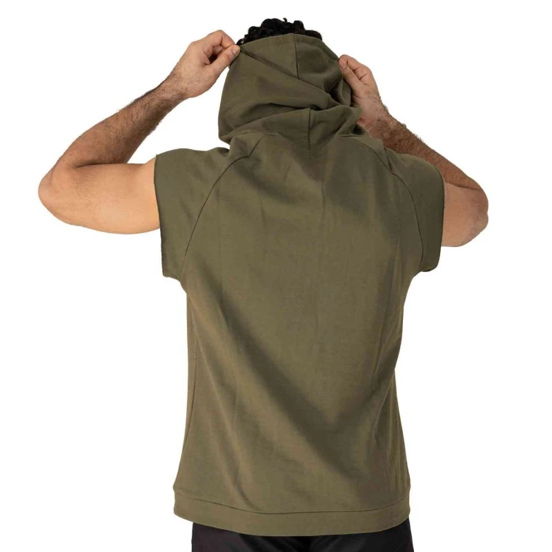 EVERLAST MEN POLY/COTT HOODIE VEST - SIZE S - GREEN