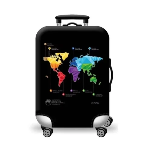 TRAVEL TECH SLIP ON LUGGAGE COVER - WORLD MAP