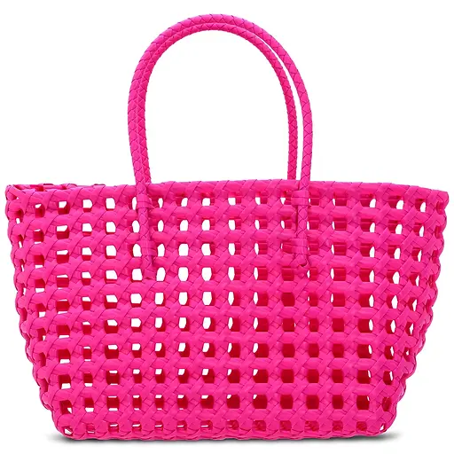 SMALL WOVEN PINK TOTE