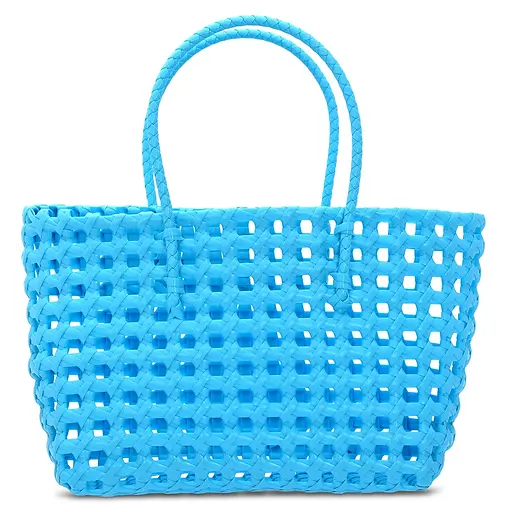 SMALL WOVEN BLUE TOTE