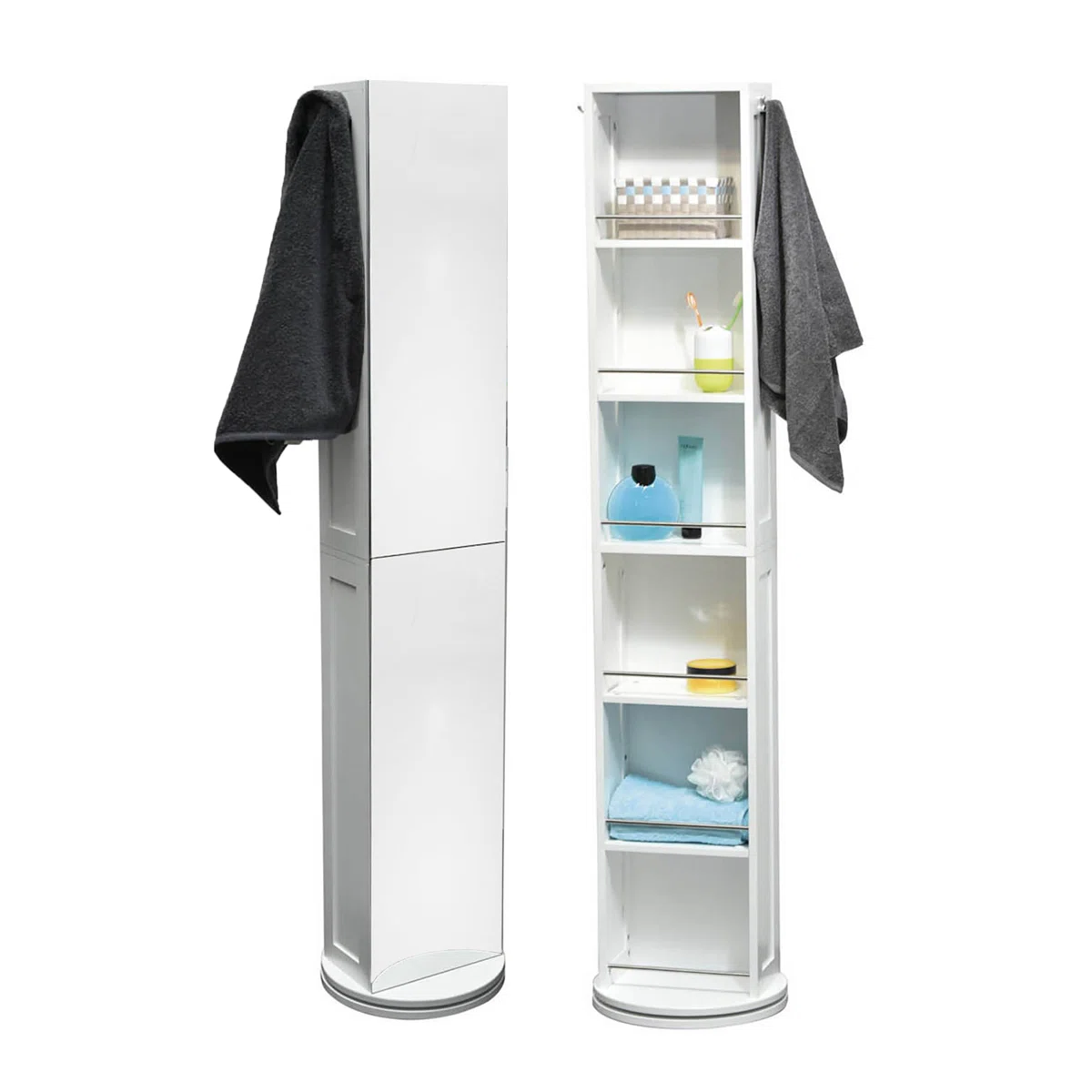 SWIVELING MDF HIGH CABINET WITH MIRROR
