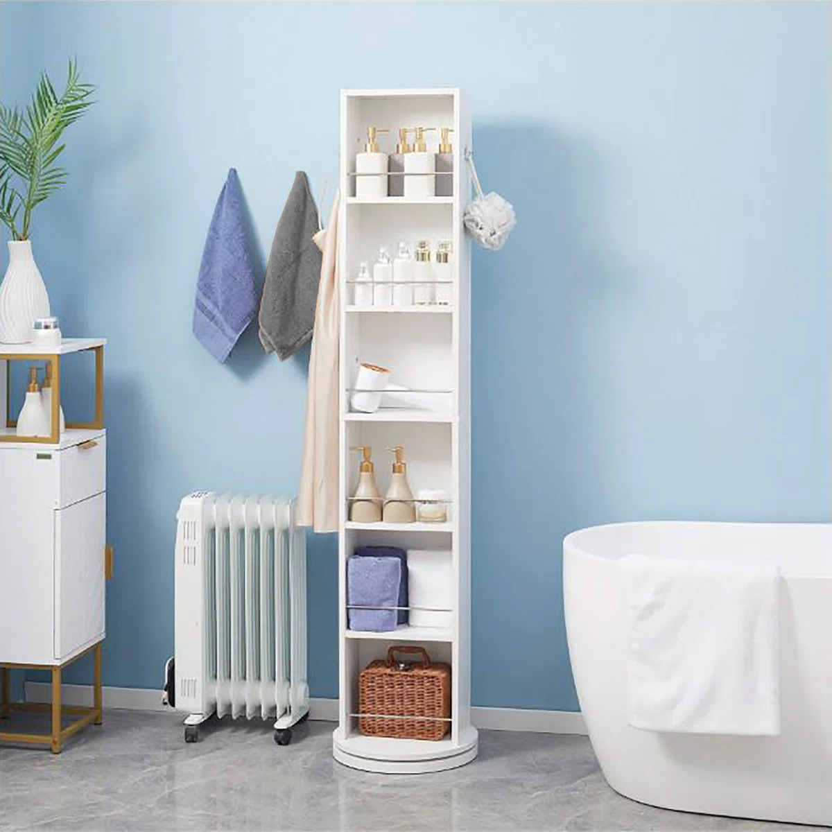 SWIVELING MDF HIGH CABINET WITH MIRROR