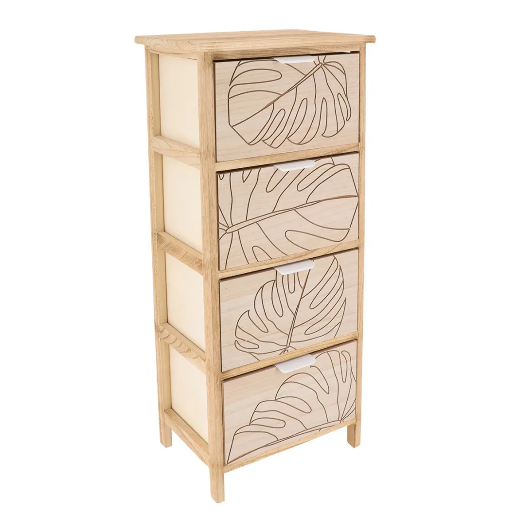 4 ENGRAVED DRAWERS - NATURAL