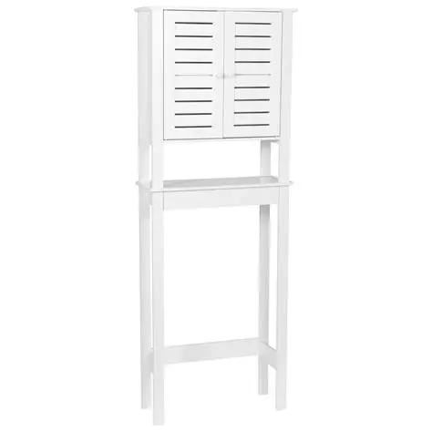 MDF TOILET RACK WITH 2 DOORS & OPEN SHELF - WHITE