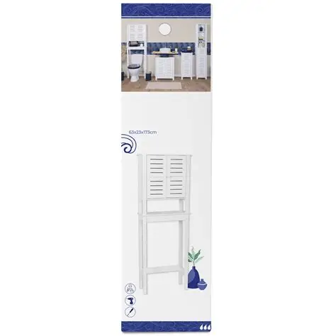 MDF TOILET RACK WITH 2 DOORS & OPEN SHELF - WHITE