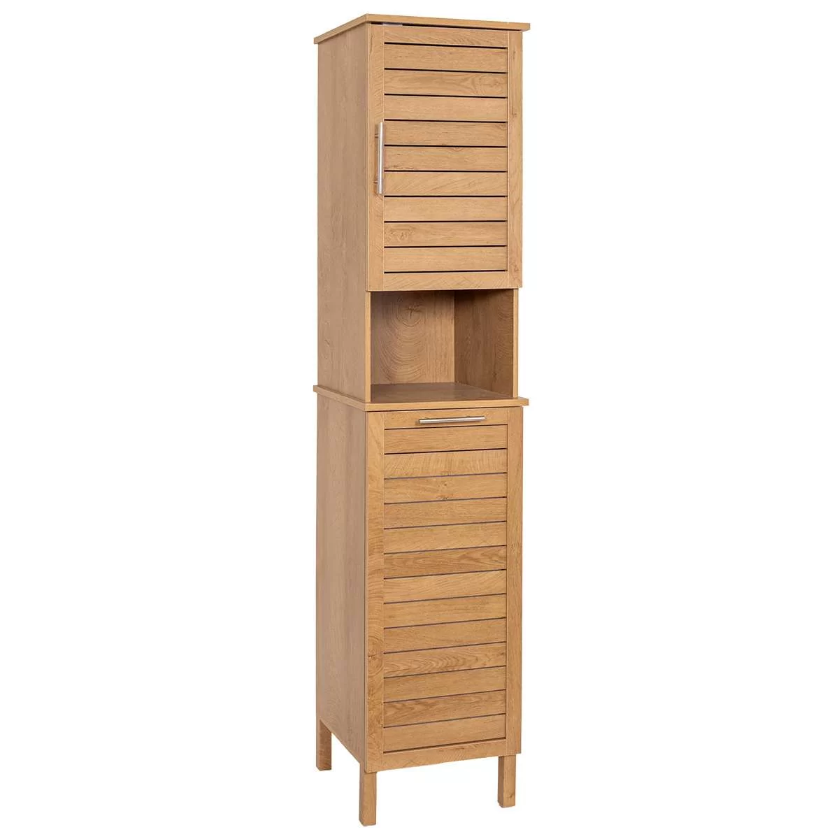 TALL MDF CABINET 2 DOORS & 1 SHELF - NATURAL