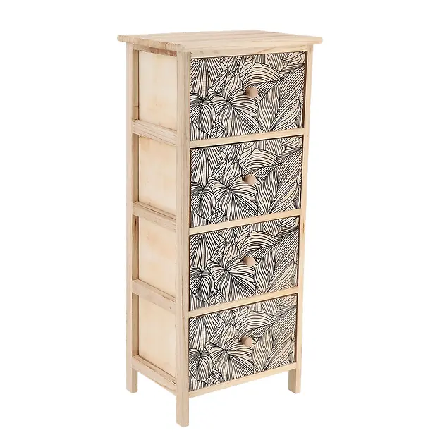 4 PRINTED DRAWERS PAULOWNIA WOOD - ESTEBAN BLACK - 86X37 CM