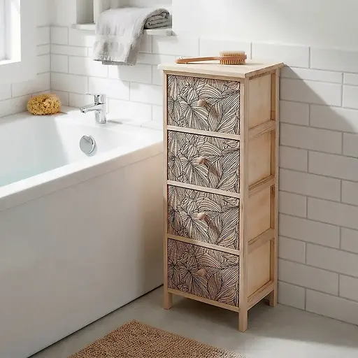4 PRINTED DRAWERS PAULOWNIA WOOD - ESTEBAN BLACK - 86X37 CM