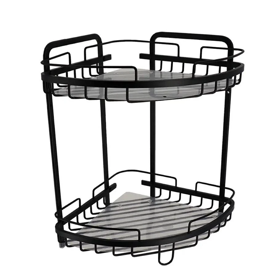 ALUMINIUM CORNER SHOWER CADDY - BLACK