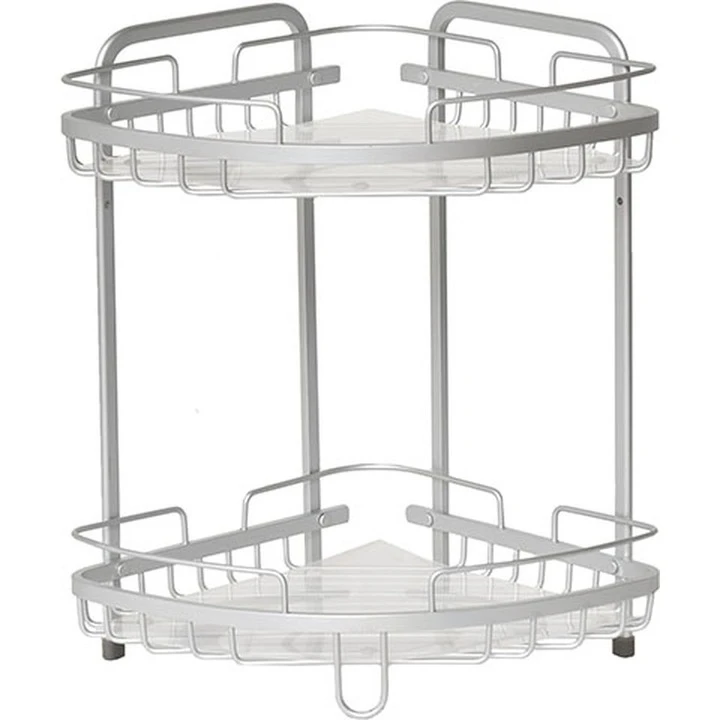 ALUMINIUM CORNER SHOWER CADDY - SILVER