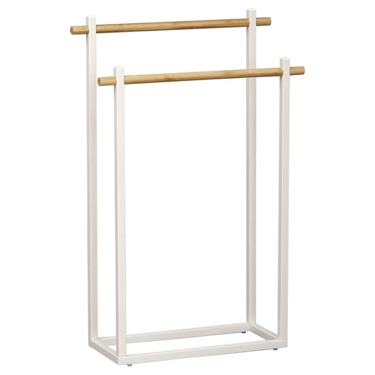 RECTANGULAR METAL 2-TIER TOWEL RACK - WHITE