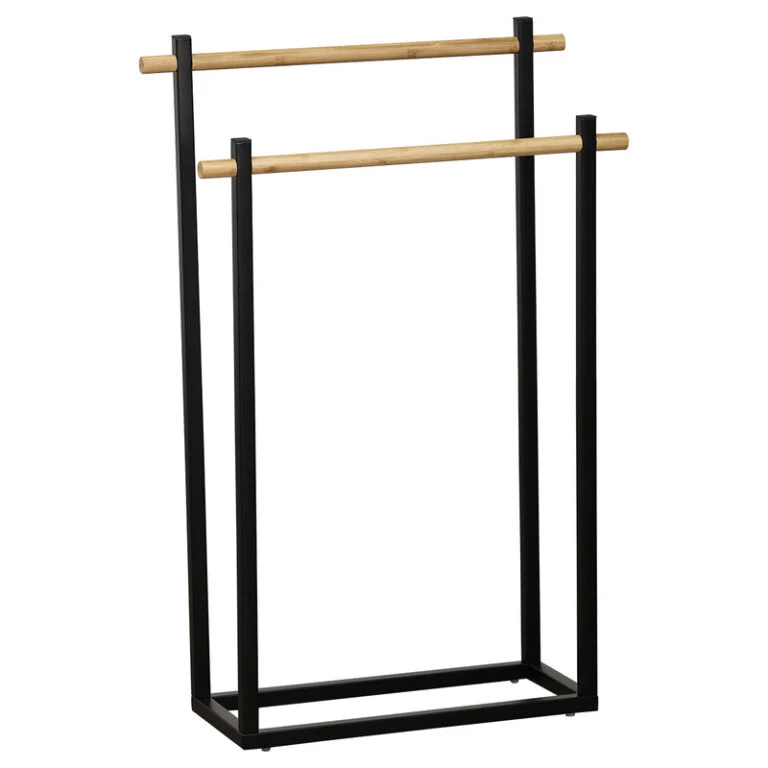 RECTANGULAR METAL 2-TIER TOWEL RACK - BLACK