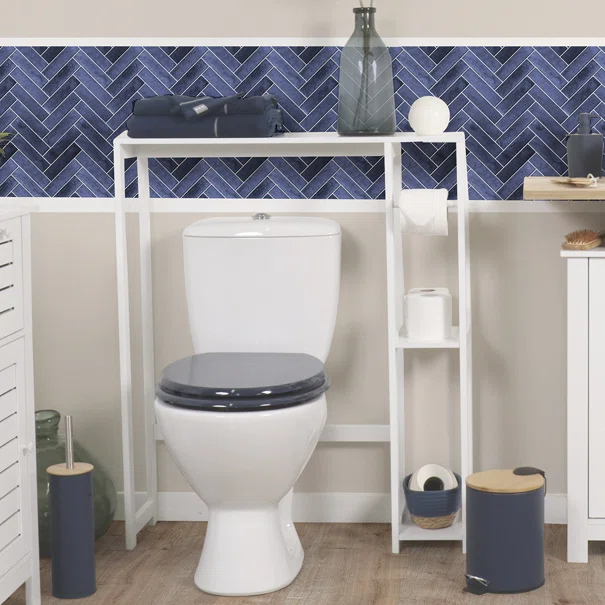 MDF TOILET RACK WITH 2 SHELVES - WHITE