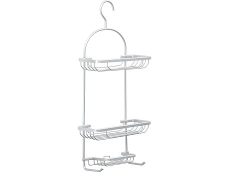 ALUMINIUM SHOWER CADDY WITH HOOK - SILVER
