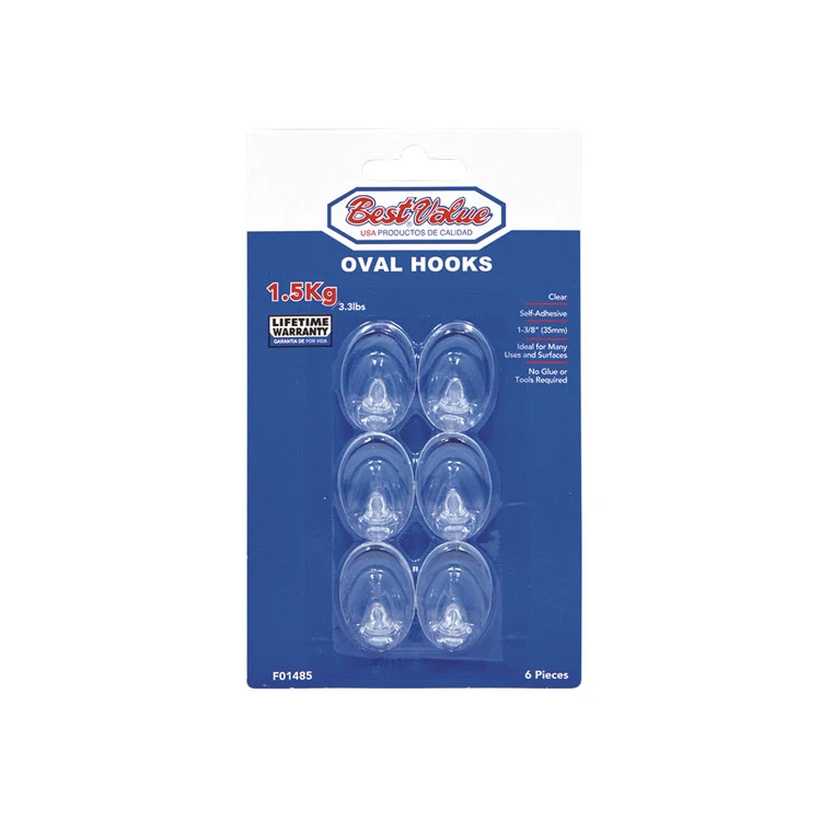 SELF-ADHESIVE OVAL HOOKS 35MM - CLEAR