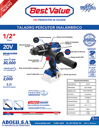 CORDLESS IMPACT DRILL 1/2" 20V