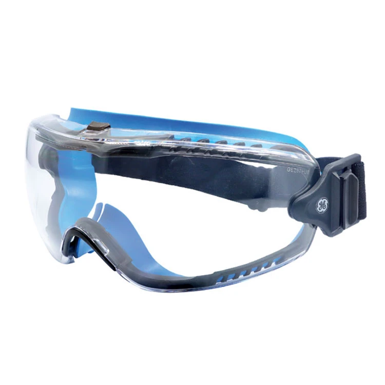 ANTI-FOG SAFETY GOGGLES W/ADJUSTABLE STRAP - BLACK/BLUE