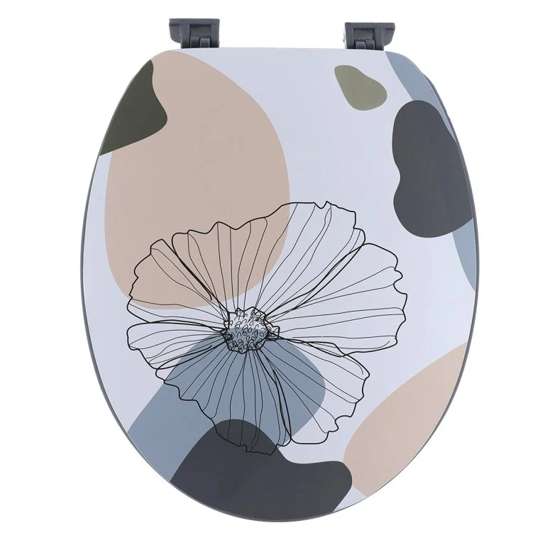 MDF TOILET SEAT WITH PLASTIC HINGES - 18 INCHES - FLOWERS
