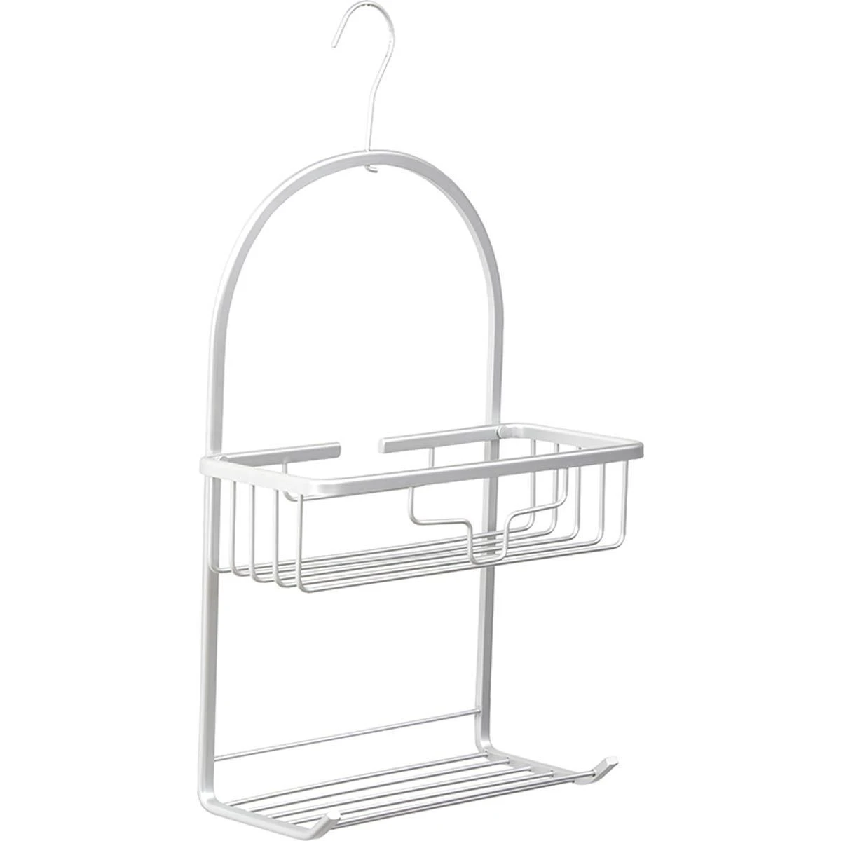 ALUMINIUM SHOWER CADDY WITH HOOK - CHROME