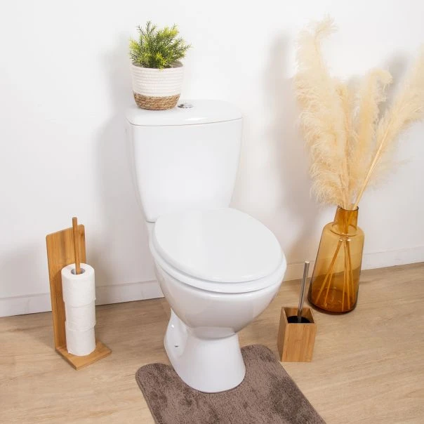 MDF TOILET SEAT WITH PLASTIC HINGES - 18 INCHES- WHITE
