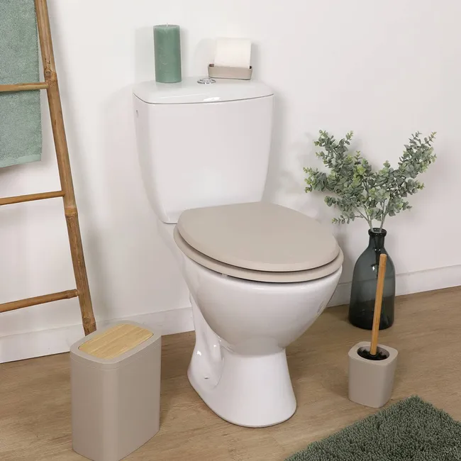 MDF TOILET SEAT WITH PLASTIC HINGES 18 INCHES - BEIGE