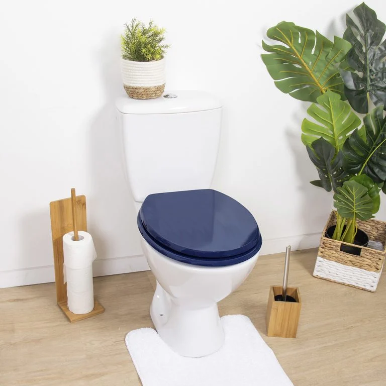 MDF TOILET SEAT WITH PLASTIC HINGES 18 INCHES - NAVY BLUE