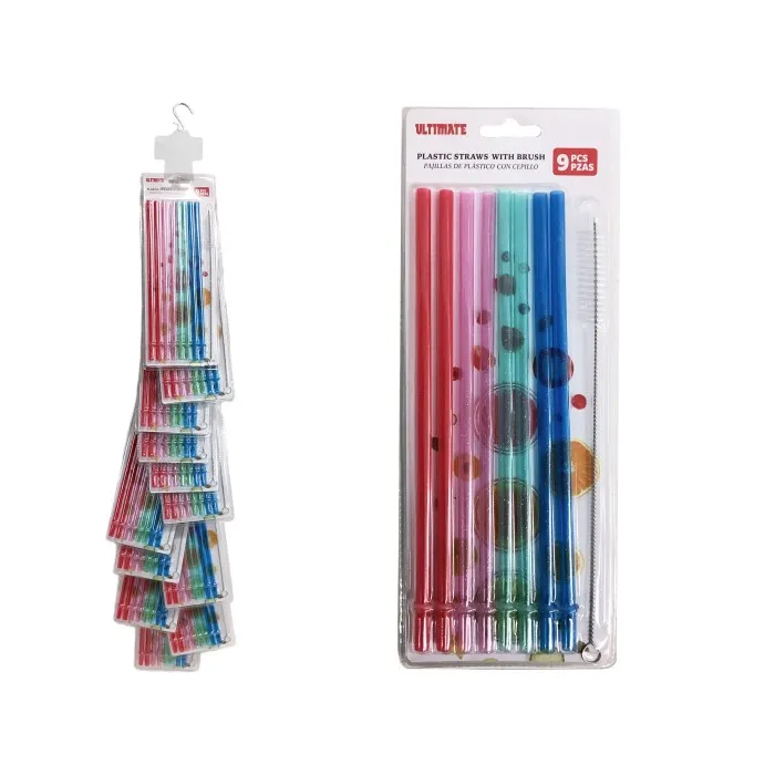 8PC STRAW W/GLITTER BRUSH SET